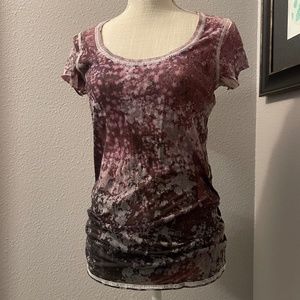 Free people sheer purple pink star tee-shirt, small